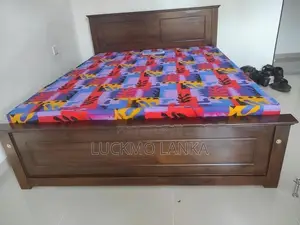 New 6x5 Teak Box Bed With Double Layer Mattress (A8)