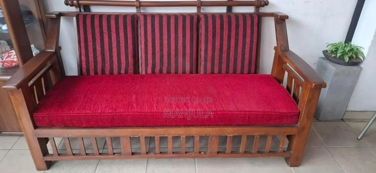 Teak sofa, three seats one piece