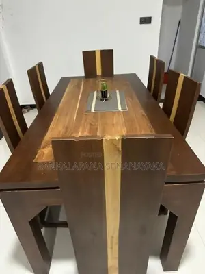 Wooden Dining Table with 6 Chairs