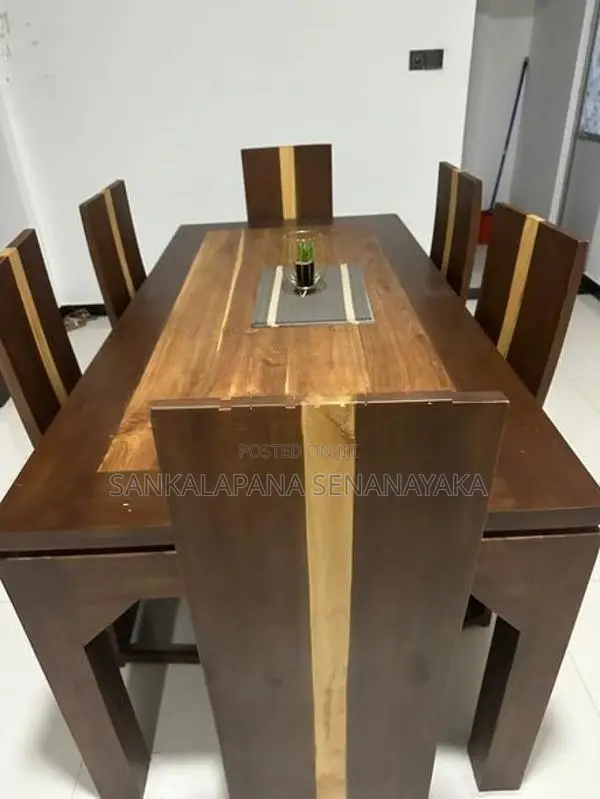 Wooden Dining Table with 6 Chairs