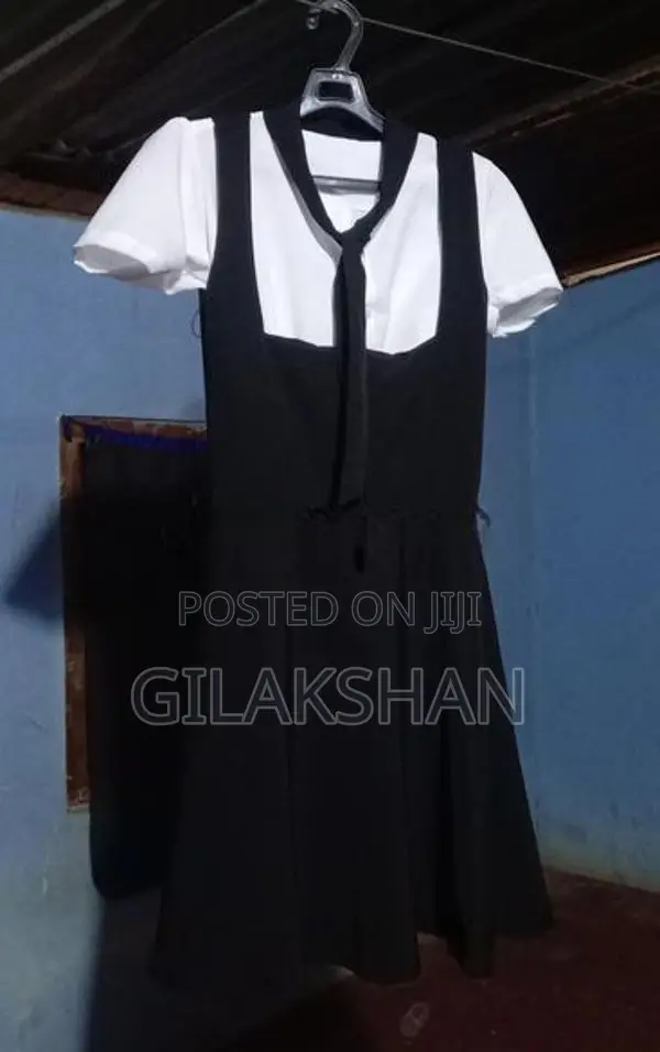 Black Pinafore Dress With White Shirt
