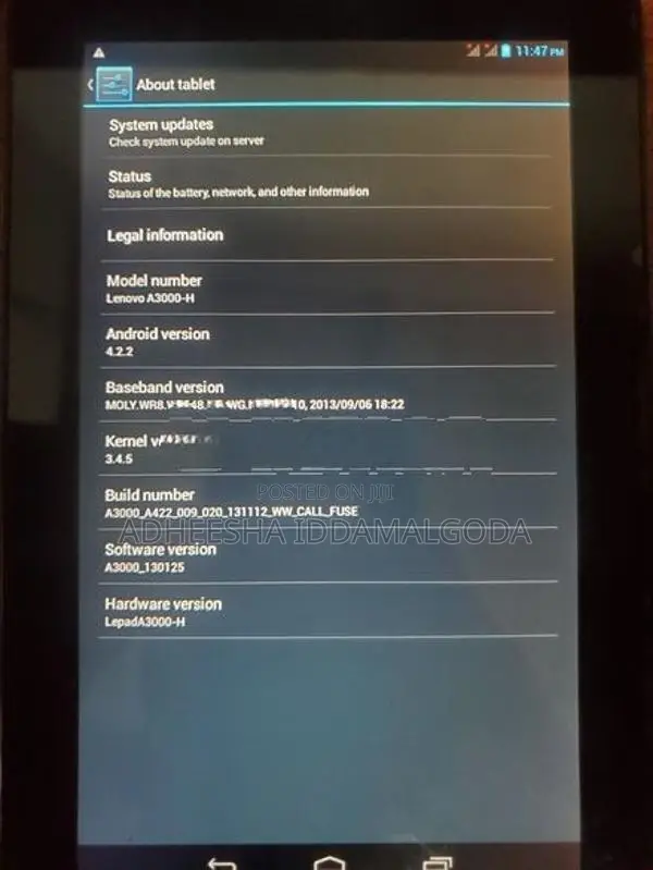 Lenovo A3000H Tablet