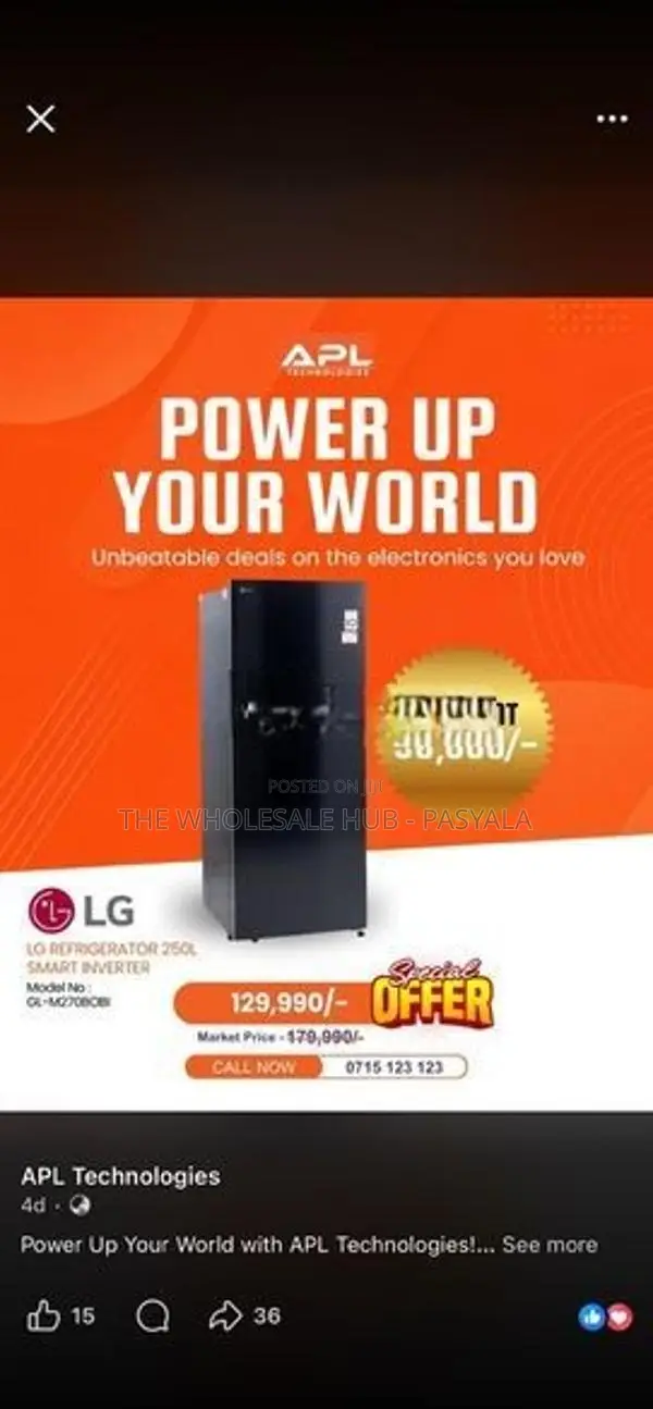 LG 265L Brand New Refrigerator