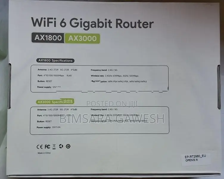 EDUP RT2980 AX3000 Dual Band Gigabit Wifi 6 Mesh Router 3000Mbps OpenW
