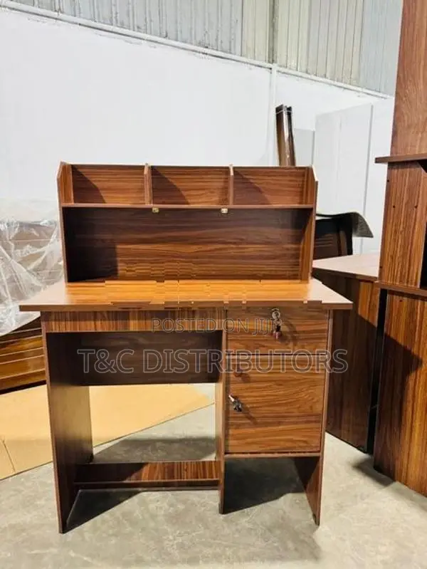 Brown Study Table with Rack