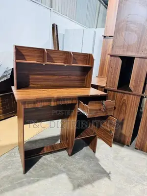 Brown Study Table with Rack