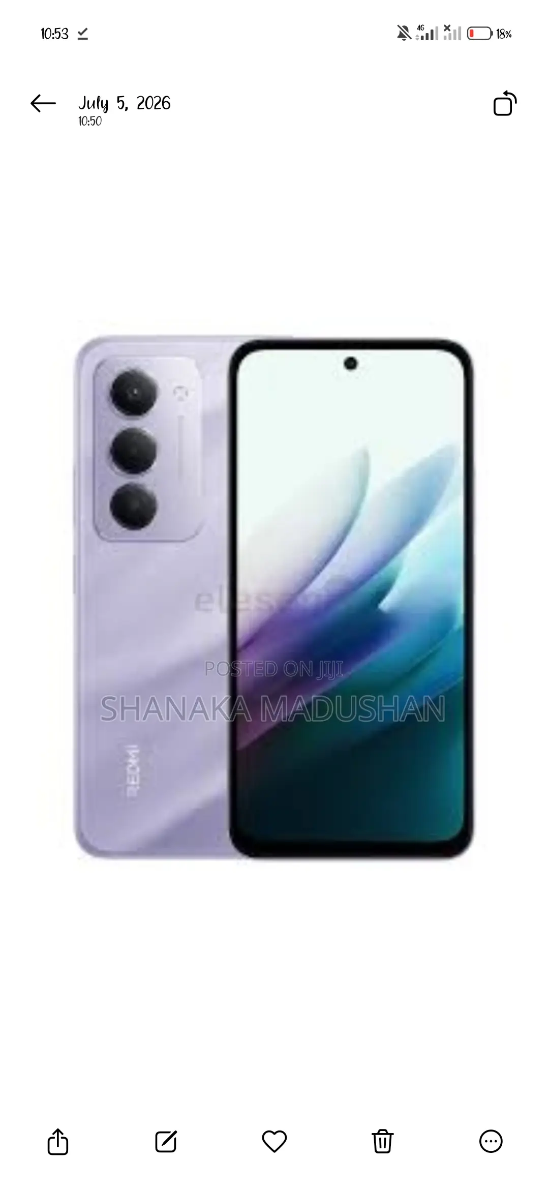 New Xiaomi Redmi 15 256 GB Purple