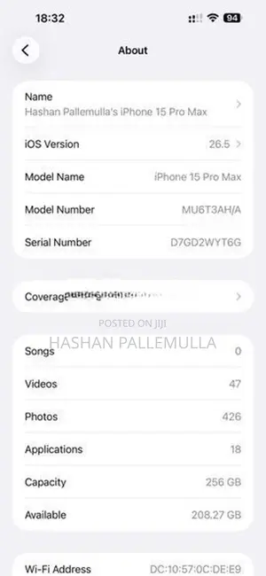 Apple iPhone 15 Pro Max 256GB (Used)