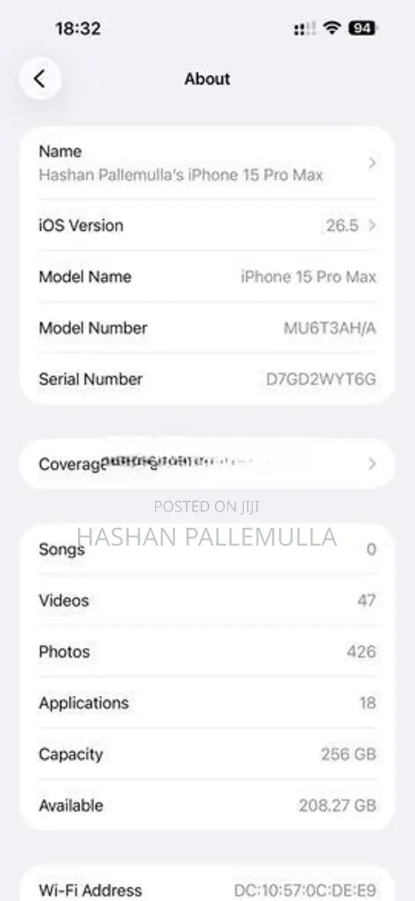 Apple iPhone 15 Pro Max 256GB (Used)