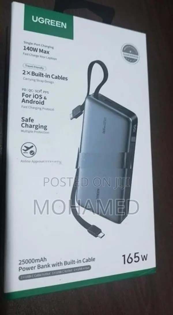 UGREEN 25000mAh 165 W Dual‑Cable Power Bank – PB552 55995B