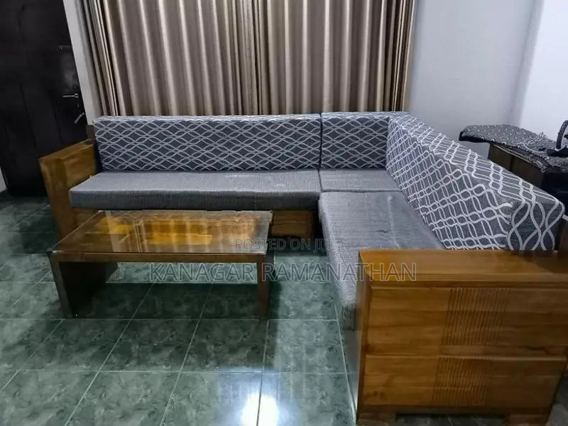 Teak L Shape Sofa Set with Tea Table
