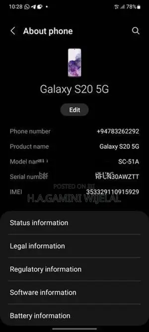 Samsung Galaxy S20 (Used)