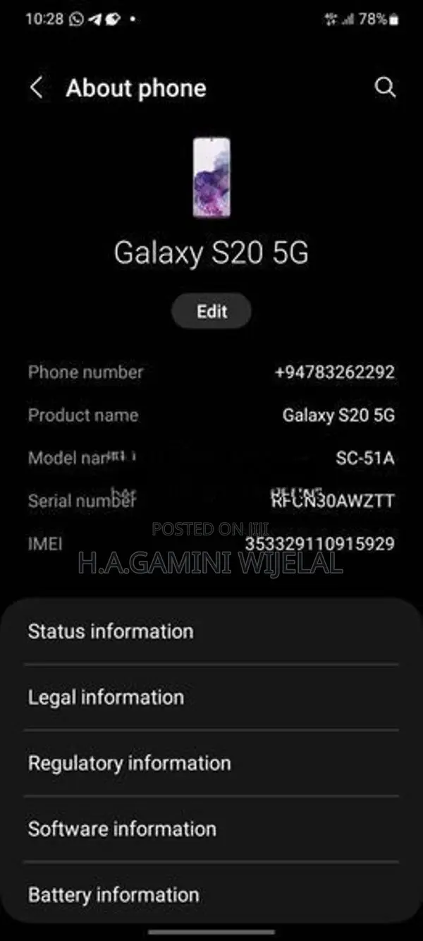 Samsung Galaxy S20 (Used)