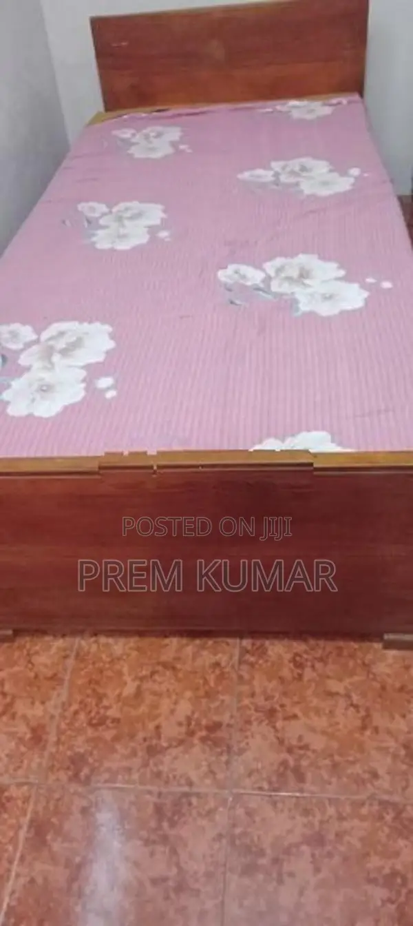 Wooden Single Bed with Mattress