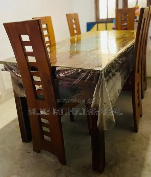 Solid Teak Wood 6-Chair Dining Table Set