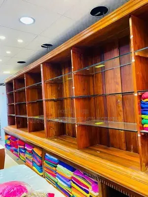 Wooden shop Display Rack with Glass shelves-For Textile/Mobile