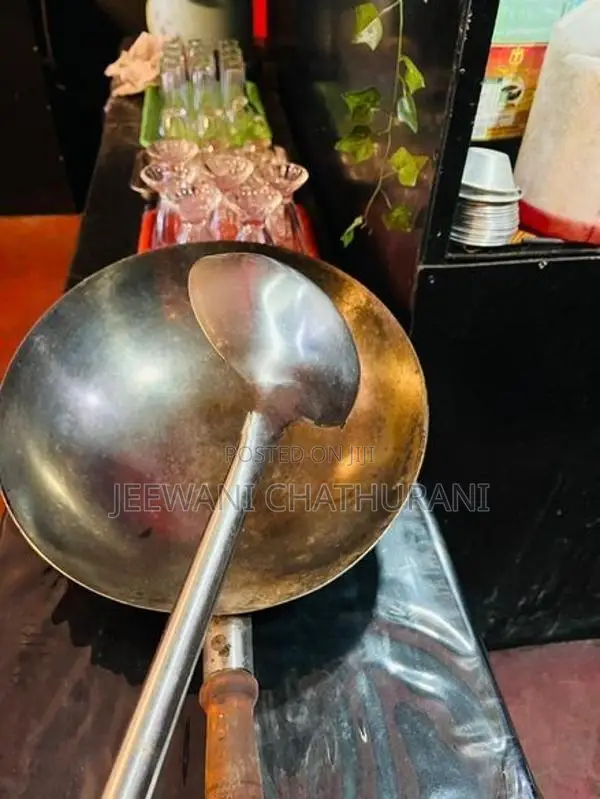 Stainless Steel Wok / Kottu Pan with Wooden Handle