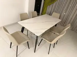 Granite Dining Table with Cushion Chairs