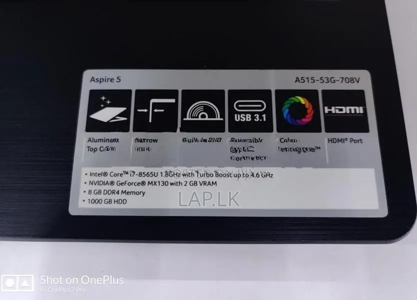 Acer Aspire A515-53G Core i5 8265U–8th Gen 8GB RAM 128GB SSD+1TB HDD