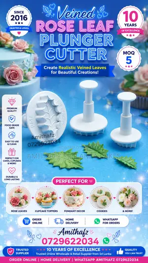 Veined Rose Leaf Plunger Cutter Set Buy Sale Sri Lankabakers
