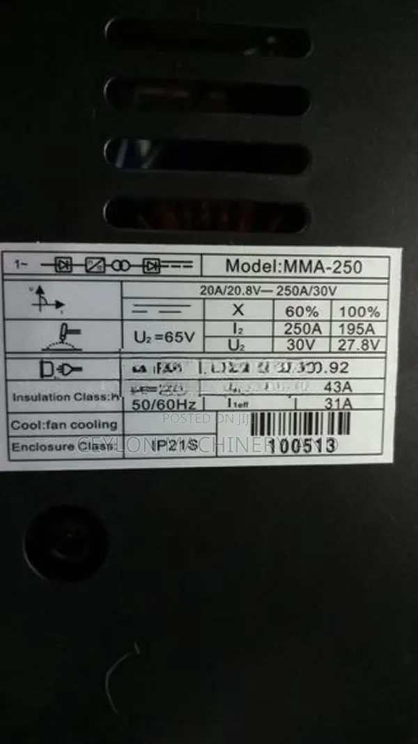 "LASER" MMA250 Inverter welding Plant -12/10/08 Rods