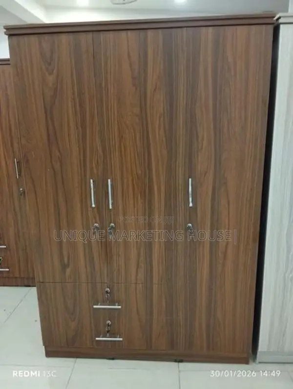 Modern Large 2 Drawer 3D Dark Wardrobe