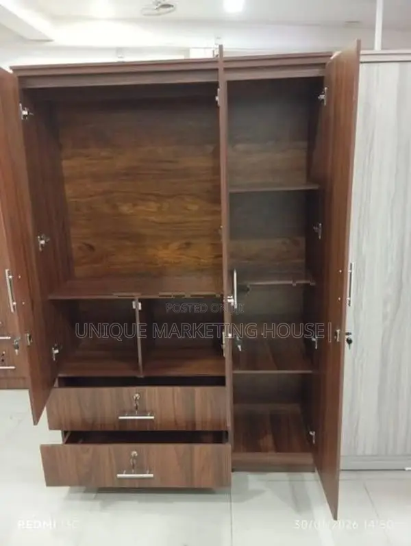 Modern Large 2 Drawer 3D Dark Wardrobe
