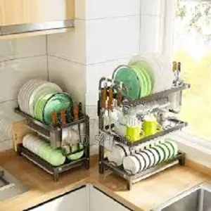 2 Tier Plate Rack Dish Layer Drainer Holder - Organizer
