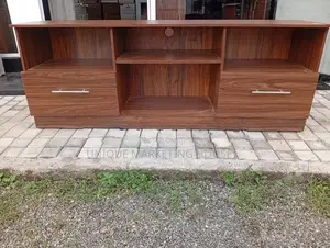 Modern 65” Dark Melamine Side 2 Drawer Tv Stands