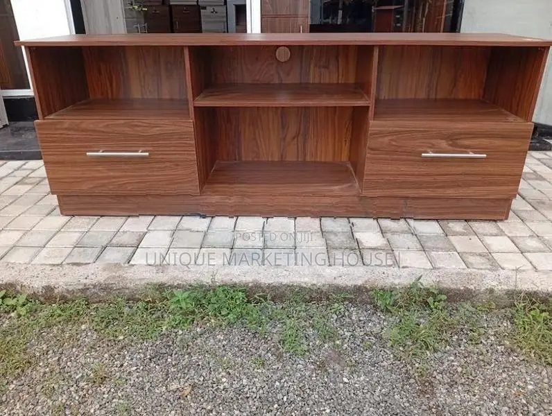 Modern 65” Dark Melamine Side 2 Drawer Tv Stands