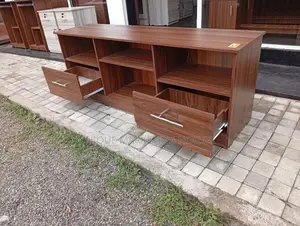 Modern 65” Dark Melamine Side 2 Drawer Tv Stands