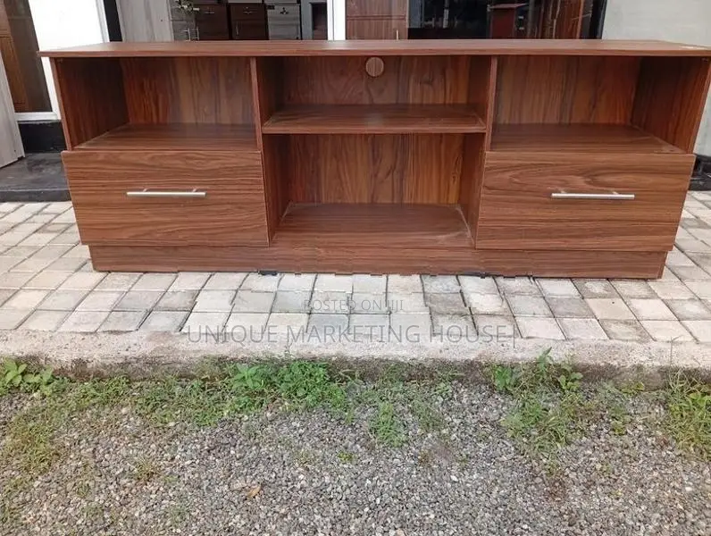 Modern 65” Dark Melamine Side 2 Drawer Tv Stands
