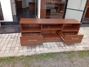 Modern 65” Dark Melamine Side 2 Drawer Tv Stands