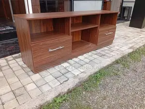 Modern 65” Dark Melamine Side 2 Drawer Tv Stands