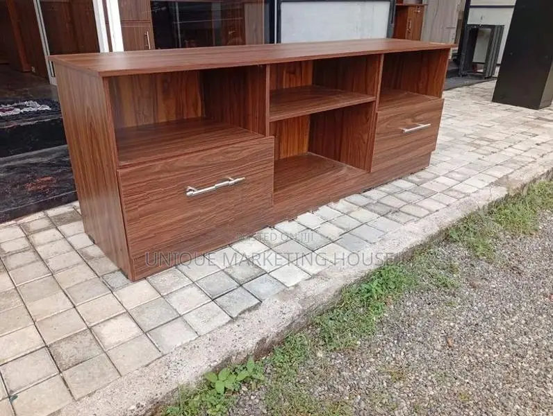 Modern 65” Dark Melamine Side 2 Drawer Tv Stands