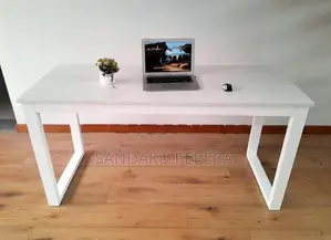 Large White Computer Table with Steel Leg - 5’x 2’
