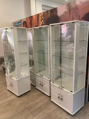 White glass display cupboard