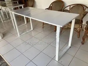 Large White Computer Table with Steel Leg - 5’x 2’
