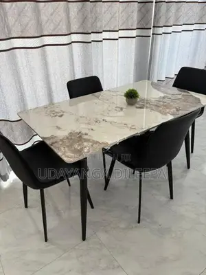 Granite Dining Table with Cushion Chairs