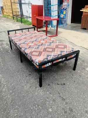 Steel single bed with mattress
