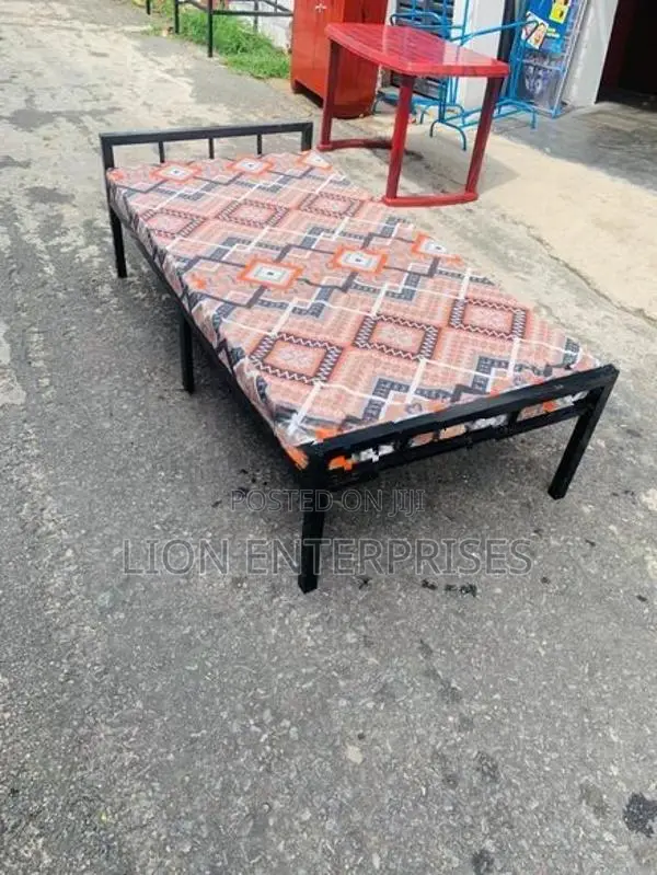 Steel single bed with mattress
