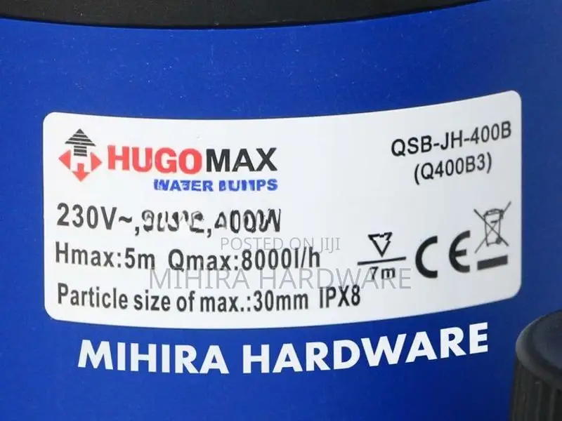 Hugo Max 400B Submersible pond Water Motor Submerged Pump Waterfall