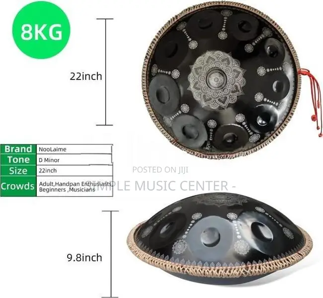 Handpan-Classic 14 Notes Black Print Hand Pan,Premium 440HZ 22 Inches