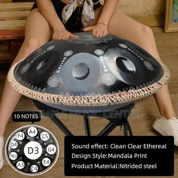 Handpan-Classic 14 Notes Black Print Hand Pan,Premium 440HZ 22 Inches