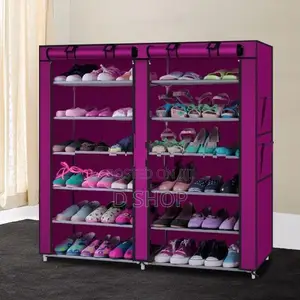 Double Side / 6 Layers - Cloth Roll Up Wardrobe Shoe Rack
