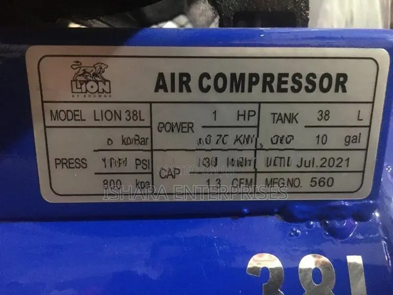Air Compressor(Lion-38L/1HP/8Bar)