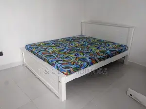 72*60 Teak White Box Bed With Hybrid 5 Layer Mettress