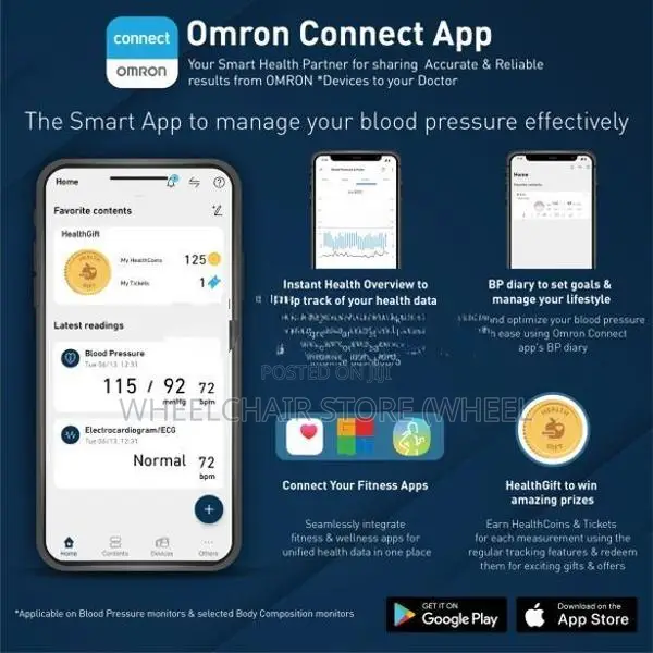 Omron Bluetooth Blood Pressure Monitor Hem 7140T1