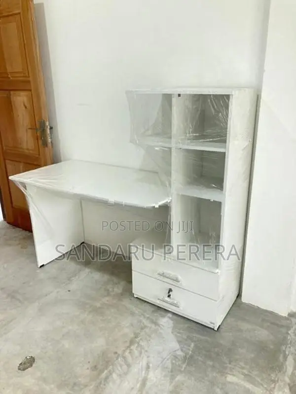 White Study Table with Cupboard
