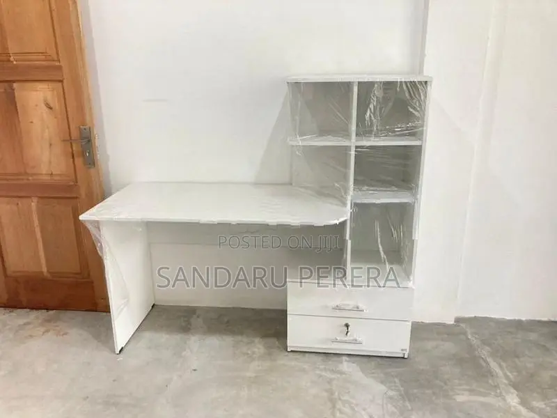 White Study Table with Cupboard